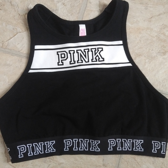 Pink ultra high neck racerback bralette size medium. EUC - Picture 2 of 3